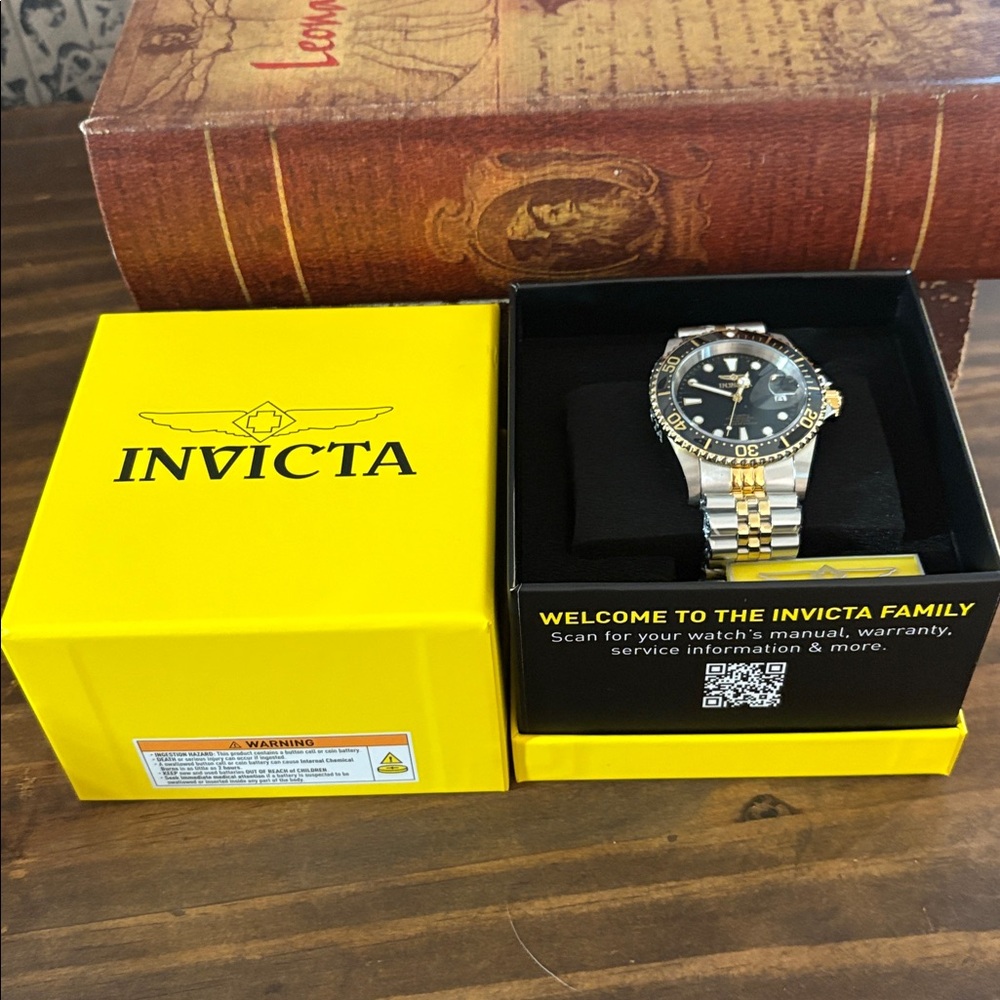 Invicta Gold and Silver Dive Watch with Black Dial Automatic 42mm